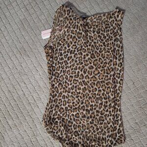 Bloomingdale's Aqua Mesh Leopard Print Bodysuit